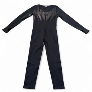Black Long-Sleeve Scoop Neck Jumpsuit